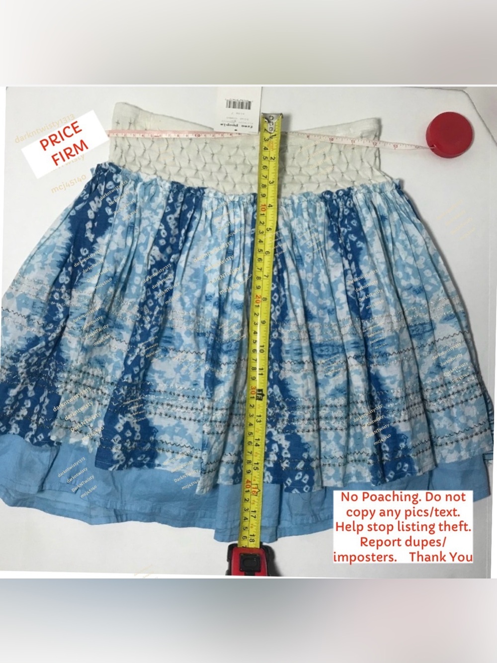BNWT XS Free People Blue/white/silver Mini Skirt 2 PRICE FIRM NO DISCOUNTS - Picture 9 of 12